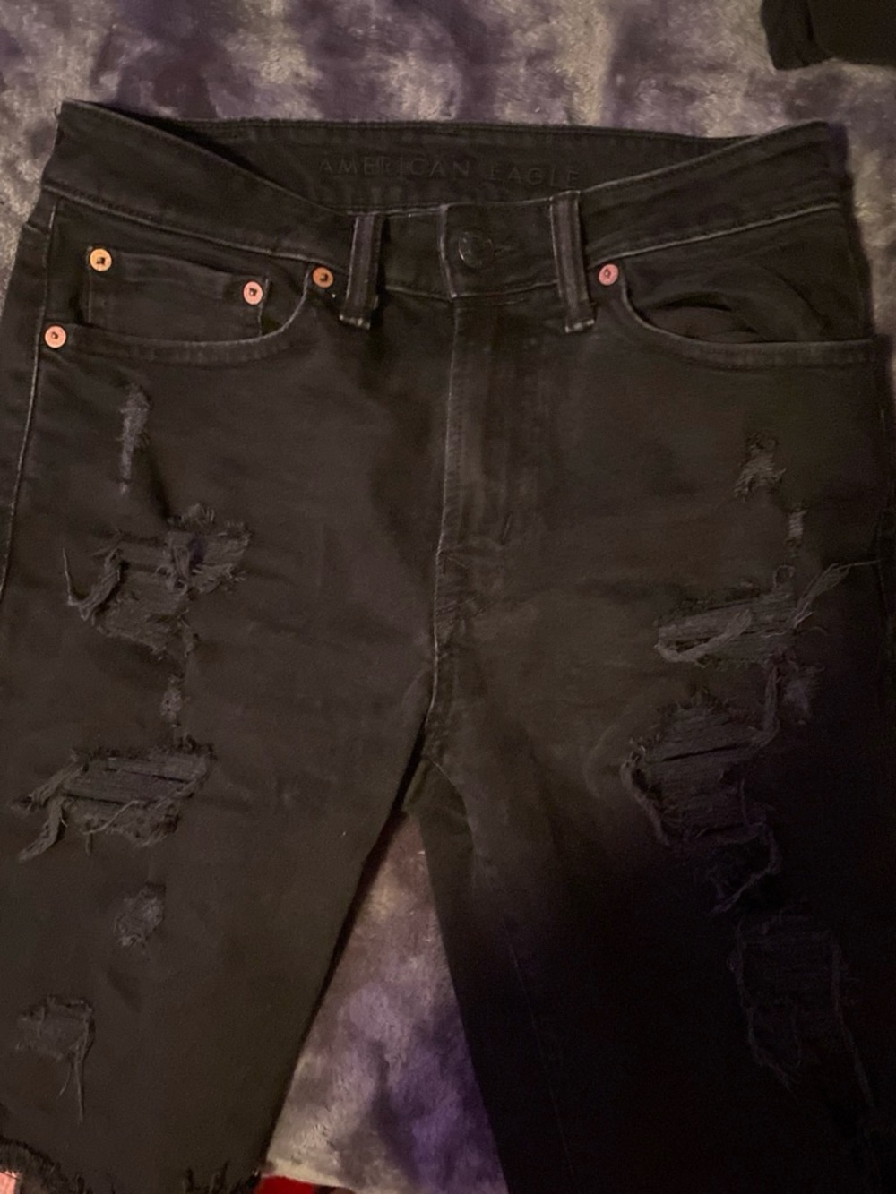 American Eagle Outfitters Black Distressed Jean Shorts